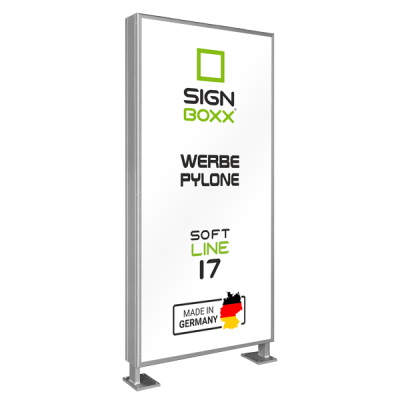 Werbepylon Gerade: Soft Line – gerade Ausführung, einseitig oder zweiseitig