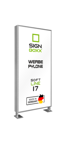 Werbepylon Gerade: Soft Line – gerade Ausführung, einseitig oder zweiseitig